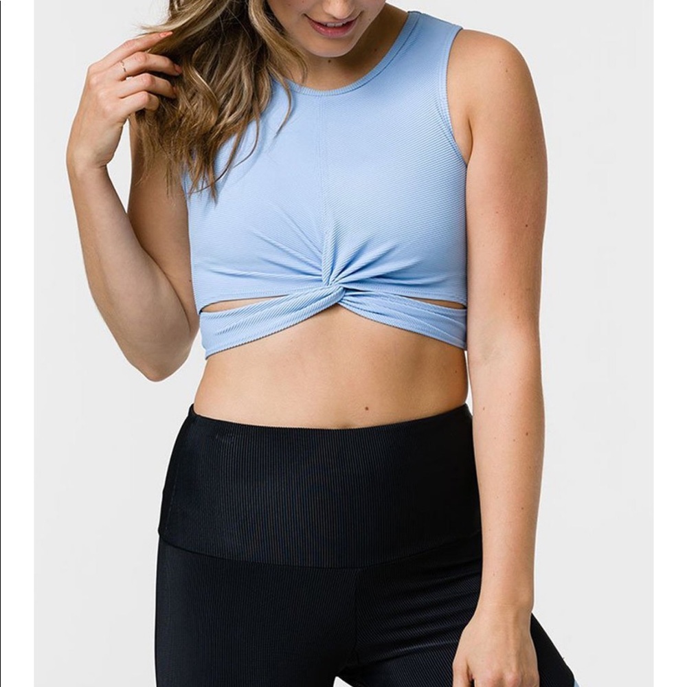 Onzie Front Twist Ribbed Cropped Crop Tank Top
